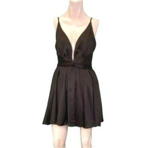 Luxxel Plunging V-neck Backless Mini Cocktail Dress Black Size Small NWT